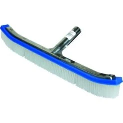 Kemtek 18 In Curved Back Pool Wall Brush W/ 1.5 In Stainless Steel And Nylon Bristles