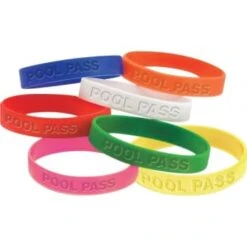Stock Pool Pass Bracelet, Blue, Youth, Silicone, Package Of 100